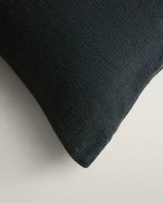 Zara Home Чехол для подушки из джута и хлопка, синий 45*45