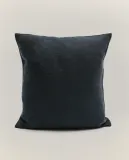 Zara Home Чехол для подушки из джута и хлопка, синий 45*45 — фото 3