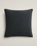 Zara Home Чехол для подушки из джута и хлопка, синий 45*45 — фото 4