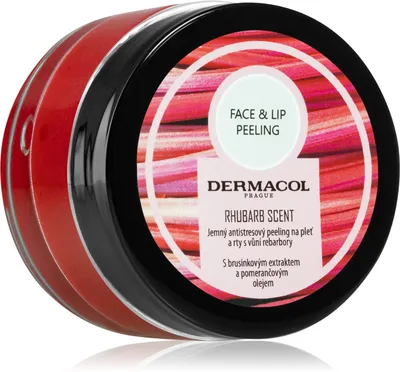 Dermacol Face & Lip Peeling Rhubarb - сахарный скраб для губ и щек, 50 мл