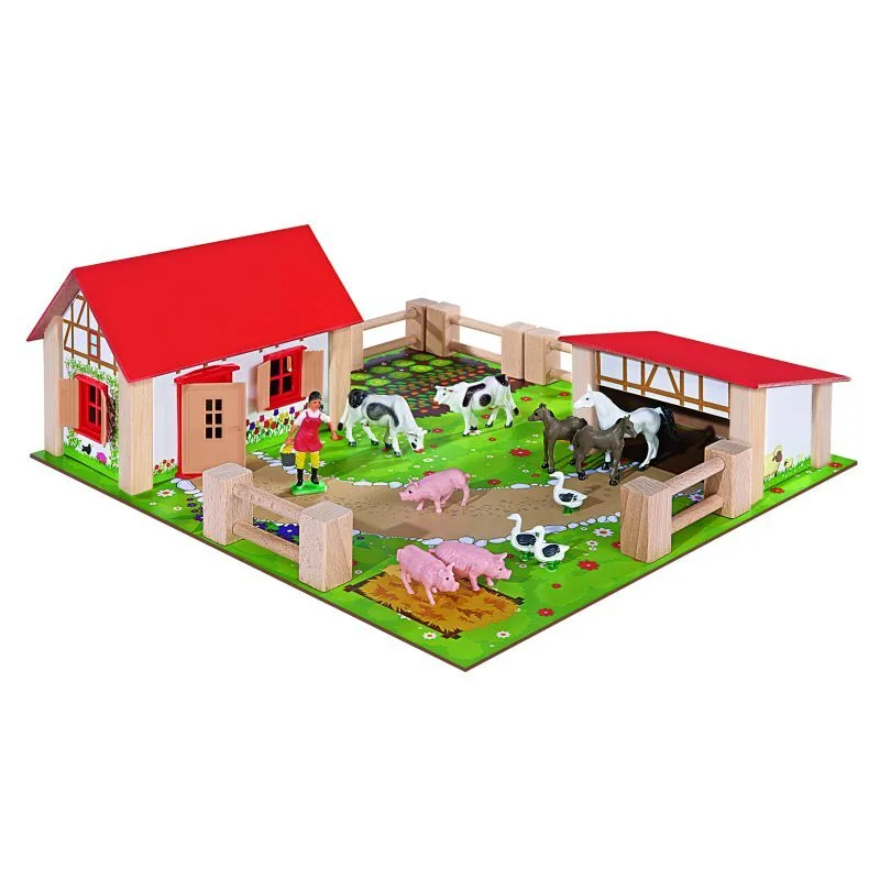 Игровой набор Eichhorn - Деревянная Ферма + 23 фигурки 4304 / артикул 4304 / GTIN 4003046043044