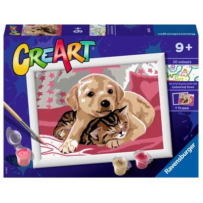 Ravensburger - CreArt Раскраска Собака с котенком