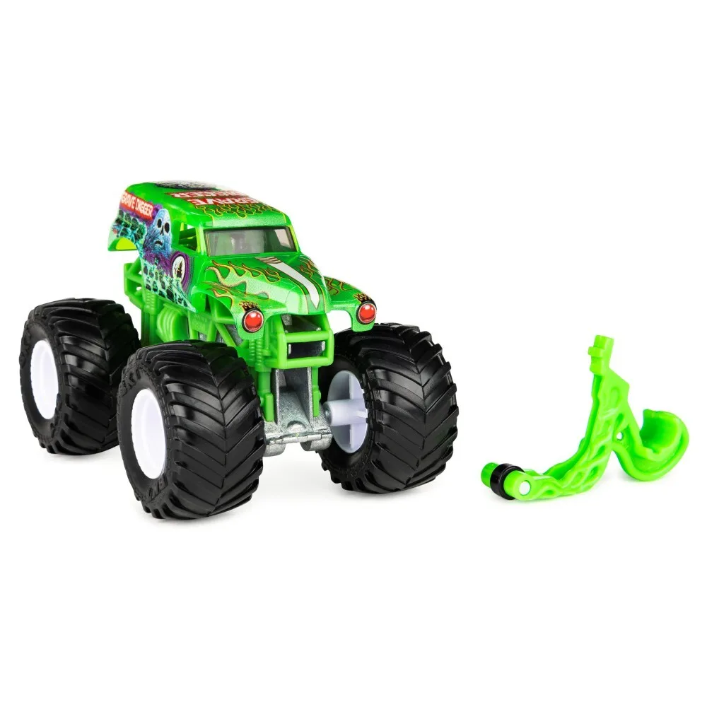 Spin Master Monster Jam — Супервнедорожный грузовик Grave Digger в масштабе 1:64 + перекладина на колесах 20130585 / артикул 58701 6044941 20130585 / GTIN 778988553480