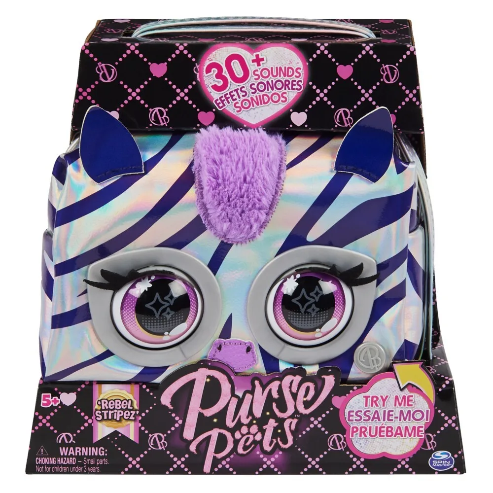 Purse Pets - интерактивная металлическая сумочка со звуком и подвижными глазками Zebra Rebel Stripez 20139591 / артикул 26700 6065582 20139591 / GTIN 778988451724