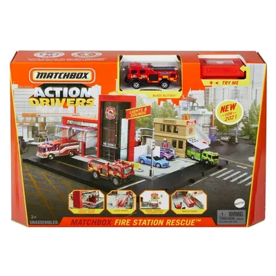 Matchbox Action Drivers - Real Life Adventures Fire Station Set Light Sound HBD76