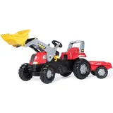 Детский педальный трактор Rolly Toys Junior RT 812127 с ковшом и прицепом красный от 3 лет — фото 1