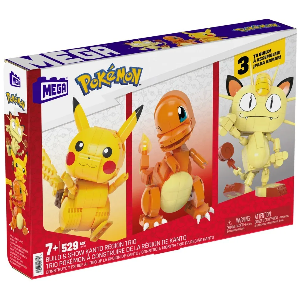 MEGA Pokemon - Построй и покажи трио строительных блоков Канто 529 элементов. HPF94 / артикул HPF94 / GTIN 194735157716