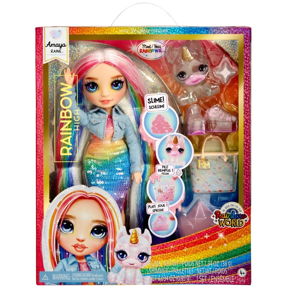 Rainbow High - Сияющая кукла Амайя Рейн (Радуга) + питомец и слизь 120230 / артикул 120209 120230 / GTIN 035051120230