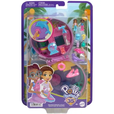 Polly Pocket - Аквариум с дельфинами Компактный набор + 2 куклы + аксессуары HWN96