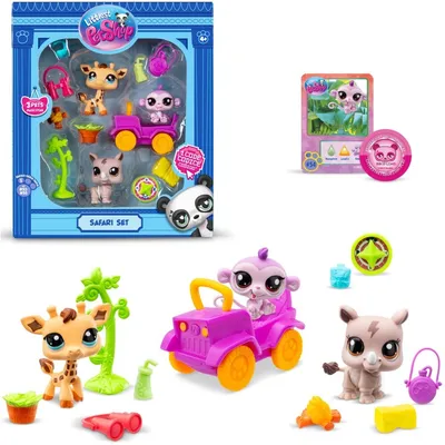 Littlest Pet Shop - Набор Сафари с тремя животными 3-PAK + аксессуары LPS00524