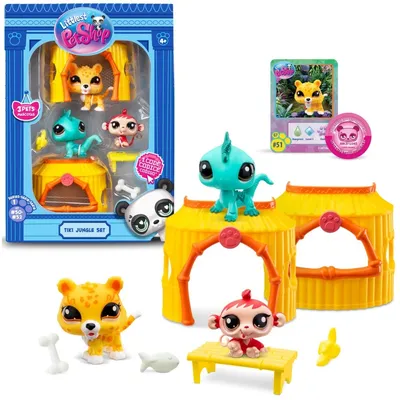 Littlest Pet Shop - Набор "Джунгли" с тремя животными 3-PAK + аксессуары LPS00515
