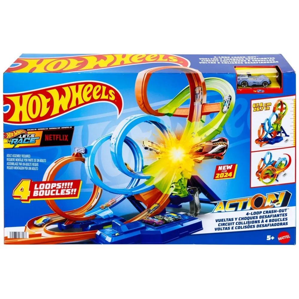 Hot Wheels - Quadruple Loop Set с зоной аварии + машинка HXR70 / артикул HXR70 / GTIN 194735237166