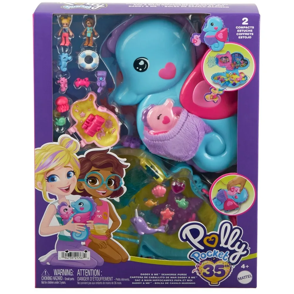 Polly Pocket - Seahorses Compact Bag Expandable Play Set HWP03 / артикул GKJ63 HWP03 / GTIN 194735217670