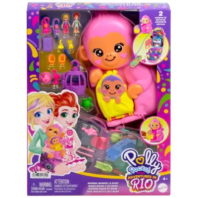 Polly Pocket - Обезьянка Компактная сумка Расширяемый игровой набор HWP04