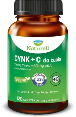 Naturell органический цинк + витамин С - 120 жевательных таблеток