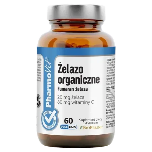 БАД Pharmovit Organic Iron 20 мг, 60 капсул