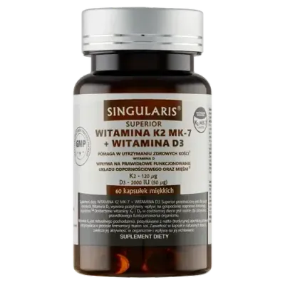 Singularis Superior Vitamin K2 MK-7 + D3 2000 - 60 капсул