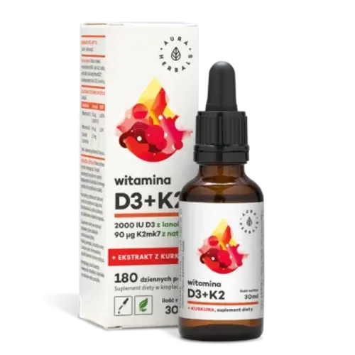 Aura Herbals Витамин D3 + K2 MK7+ Turmeric - капли, 30 мл