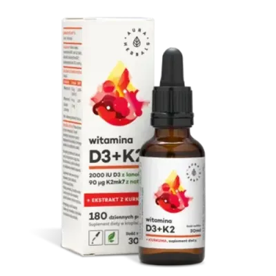 Aura Herbals Витамин D3 + K2 MK7+ Turmeric - капли, 30 мл