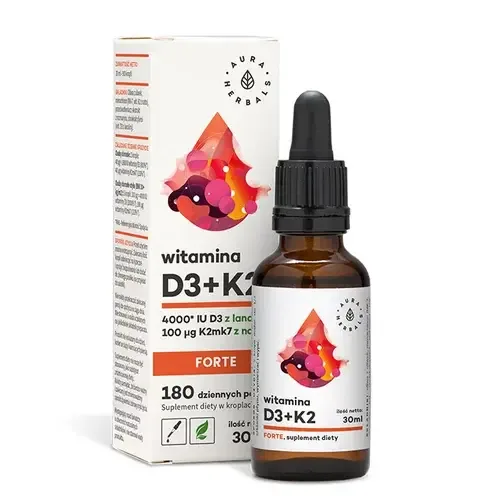 Aura Herbals Витамин D3 4000 МЕ + K2 MK7 100mcg Forte - капли, 30 мл