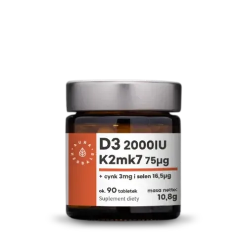 Aura Herbals, Витамин D3 2000IU + K2mk7 75 mcg+ Цинк+ Селен - 90 таблеток