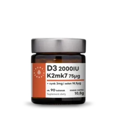 Aura Herbals, Витамин D3 2000IU + K2mk7 75 mcg+ Цинк+ Селен - 90 таблеток