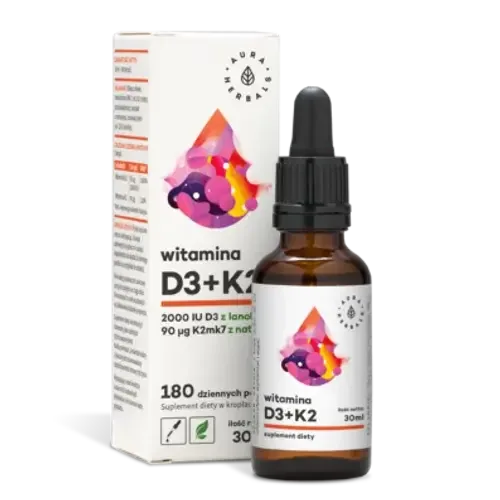 Aura Herbals Витамин D3 2000 K2 MK 7 капель, 30 мл