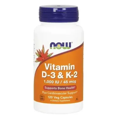 Now Foods Витамин D3+K2 - 120 капсул