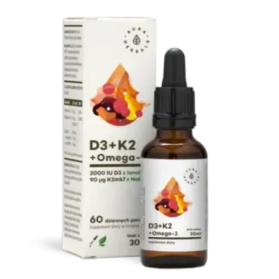 Aura HerbalsbВитамин D3 + K2MK7 + Омега 3 капли, 30 мл