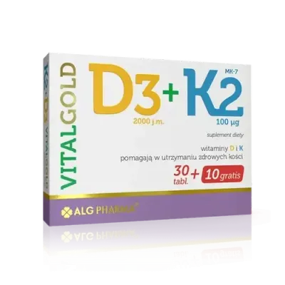 Alg Pharma D3 + K2 VitalGold - 40 таблеток в пленочной оболочке