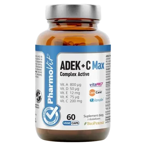 Pharmovit Clean Label ADEK + C Max Complex Active диетическая добавка, 60 капсул