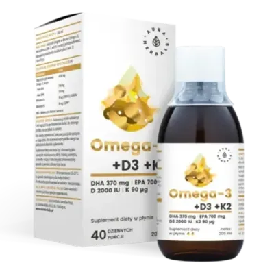 Aura Herbals Омега-3, витамин D3 2000 K2MK7 жидкий, 200 мл