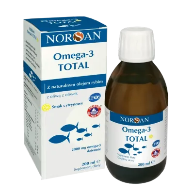 Norsan Omega-3 Total - жидкий рыбий жир с витамином D, со вкусом лимона, 200 мл