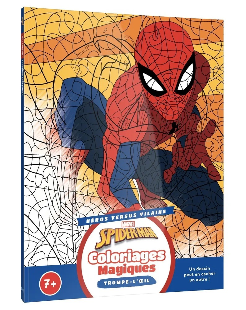 Hachette раскраска по номерам SPIDER-MAN - Coloriages magiques - Trompe-l'oeil (7+) - Héros contre Vilains - MARVEL