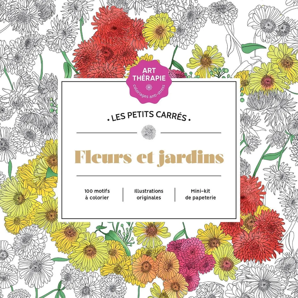 Hachette/ раскраска по номерам/ Les petits carrés d'Art-thérapie Fleurs et jardins