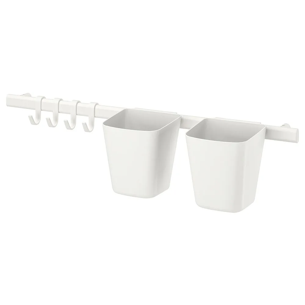 IKEA SUNNERSTA (ИКЕА СУННЕРСТА) — Рейлинг 4 крючка/2 корзины, белый