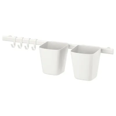 IKEA SUNNERSTA (ИКЕА СУННЕРСТА) — Рейлинг 4 крючка/2 корзины, белый