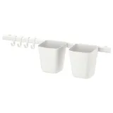 IKEA SUNNERSTA (ИКЕА СУННЕРСТА) — Рейлинг 4 крючка/2 корзины, белый — фото 1