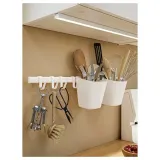 IKEA SUNNERSTA (ИКЕА СУННЕРСТА) — Рейлинг 4 крючка/2 корзины, белый — фото 2