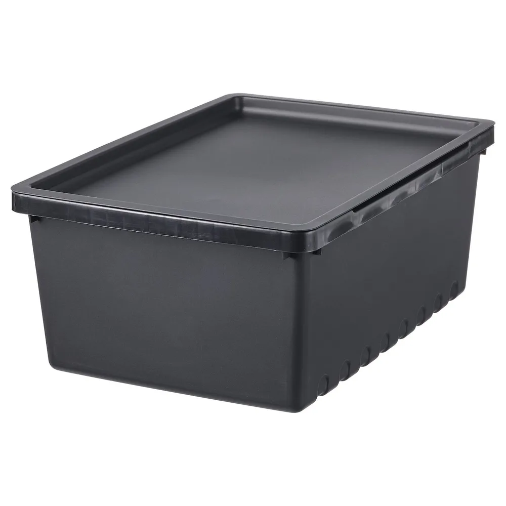 IKEA UPPSNOFSAD (ИКЕА УППСНОФСАД) — Контейнер с крышкой, черный, 35x25x14 см/9 л