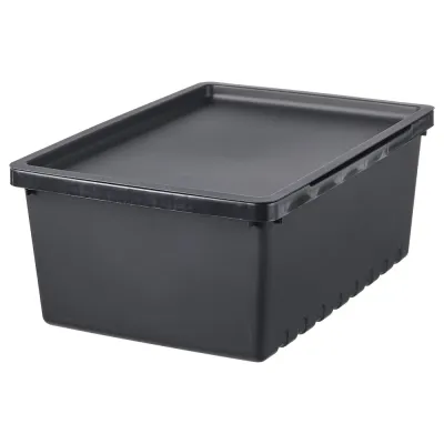IKEA UPPSNOFSAD (ИКЕА УППСНОФСАД) — Контейнер с крышкой, черный, 35x25x14 см/9 л