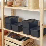 IKEA UPPSNOFSAD (ИКЕА УППСНОФСАД) — Контейнер с крышкой, черный, 25x17x12 см/3,5 л — фото 5