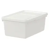 IKEA SOCKERBIT (ИКЕА СОСКЕРБИТ) — Контейнер с крышкой, белый, 38x25x15 см — фото 1