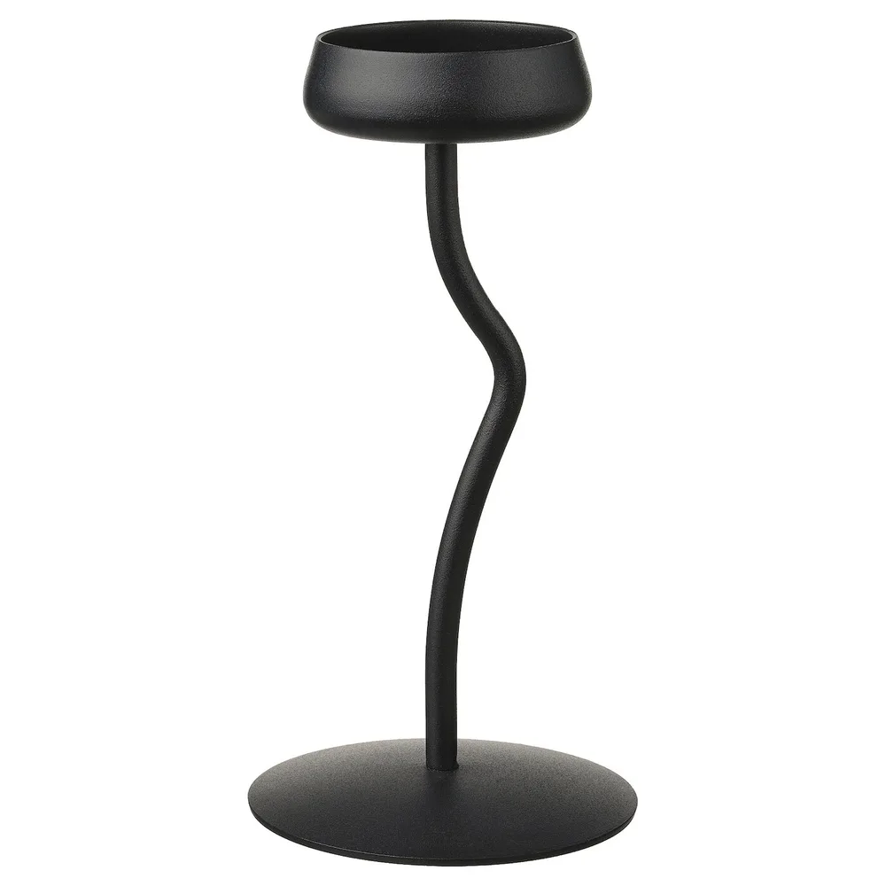 IKEA SILVERPÄRON (ИКЕА СИЛВЕРПЭРОН) — Подсвечник в виде колонны, черный, 24 см
