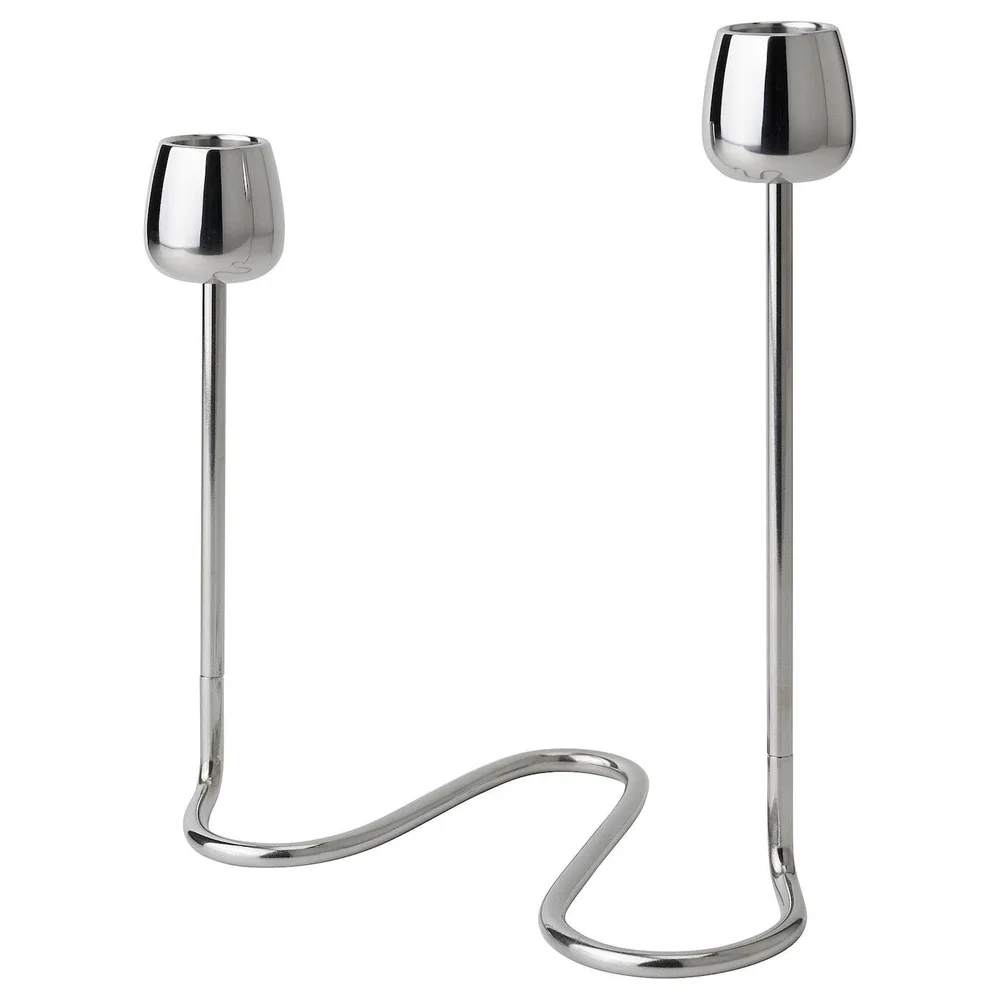 IKEA SILVERPÄRON (ИКЕА СИЛВЕРПЭРОН) — Подсвечник для 2 свечей, серебристый, 20 см