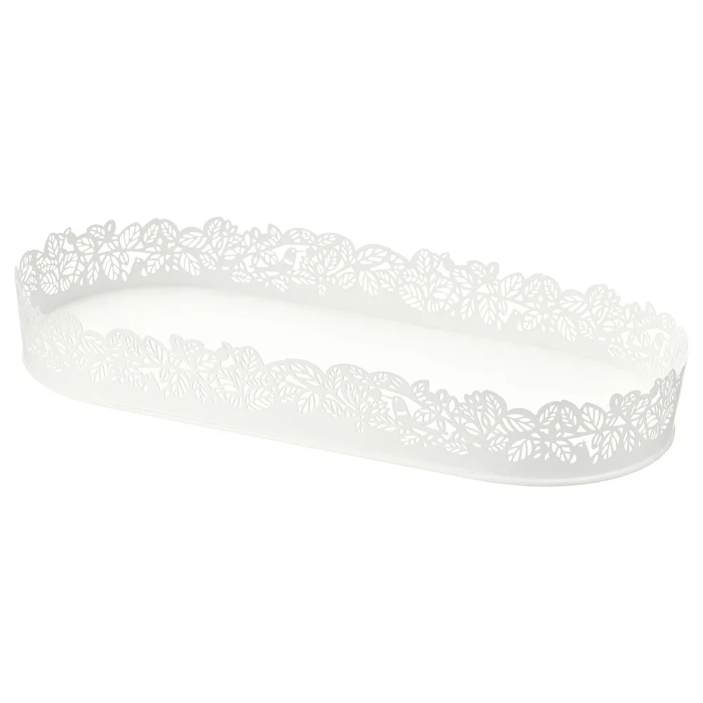 IKEA SAMVERKA (ИКЕА САМВЕРКА) — Подсвечник, белый овал, 35x15 см