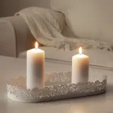 IKEA SAMVERKA (ИКЕА САМВЕРКА) — Подсвечник, белый овал, 35x15 см — фото 3