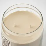 IKEA GLANSLIND (ИКЕА ГЛАНСЛИНД) — Свеча ароматическая стеклянная с покр/2 кн, дымчатая ваниль/светло-бежевый, 70 ч. — фото 8