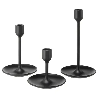 IKEA FULLTALIG (ИКЕА ФУЛЛТАЛИГ) — Подставки для свечей, 3 шт, черные