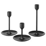 IKEA FULLTALIG (ИКЕА ФУЛЛТАЛИГ) — Подставки для свечей, 3 шт, черные — фото 1